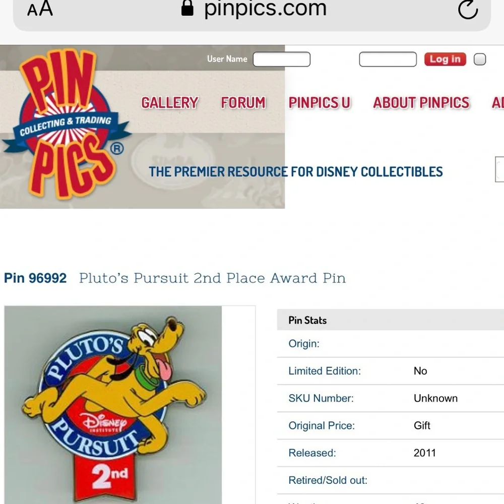 Disney Pluto's Pursuit 2nd Place Award Pin - Picture 2 of 7